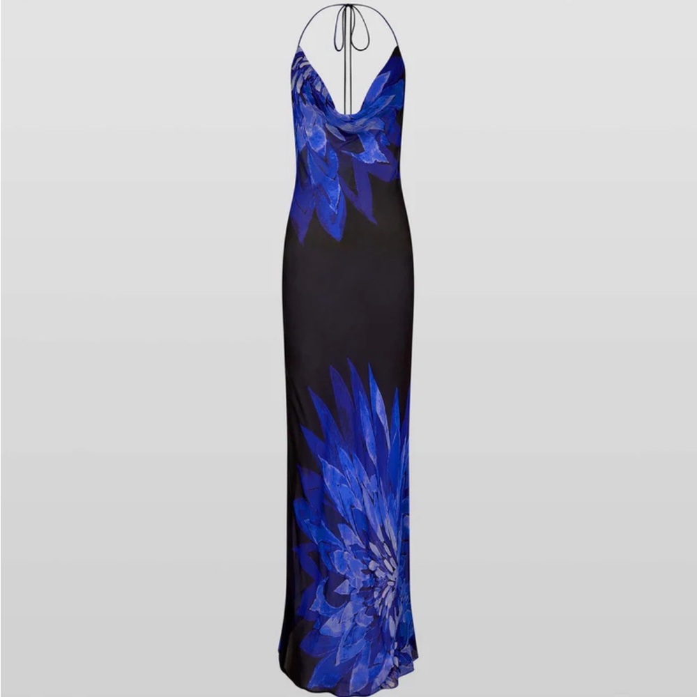 Rat & Boa Black and Blue Backless Maxi Dress